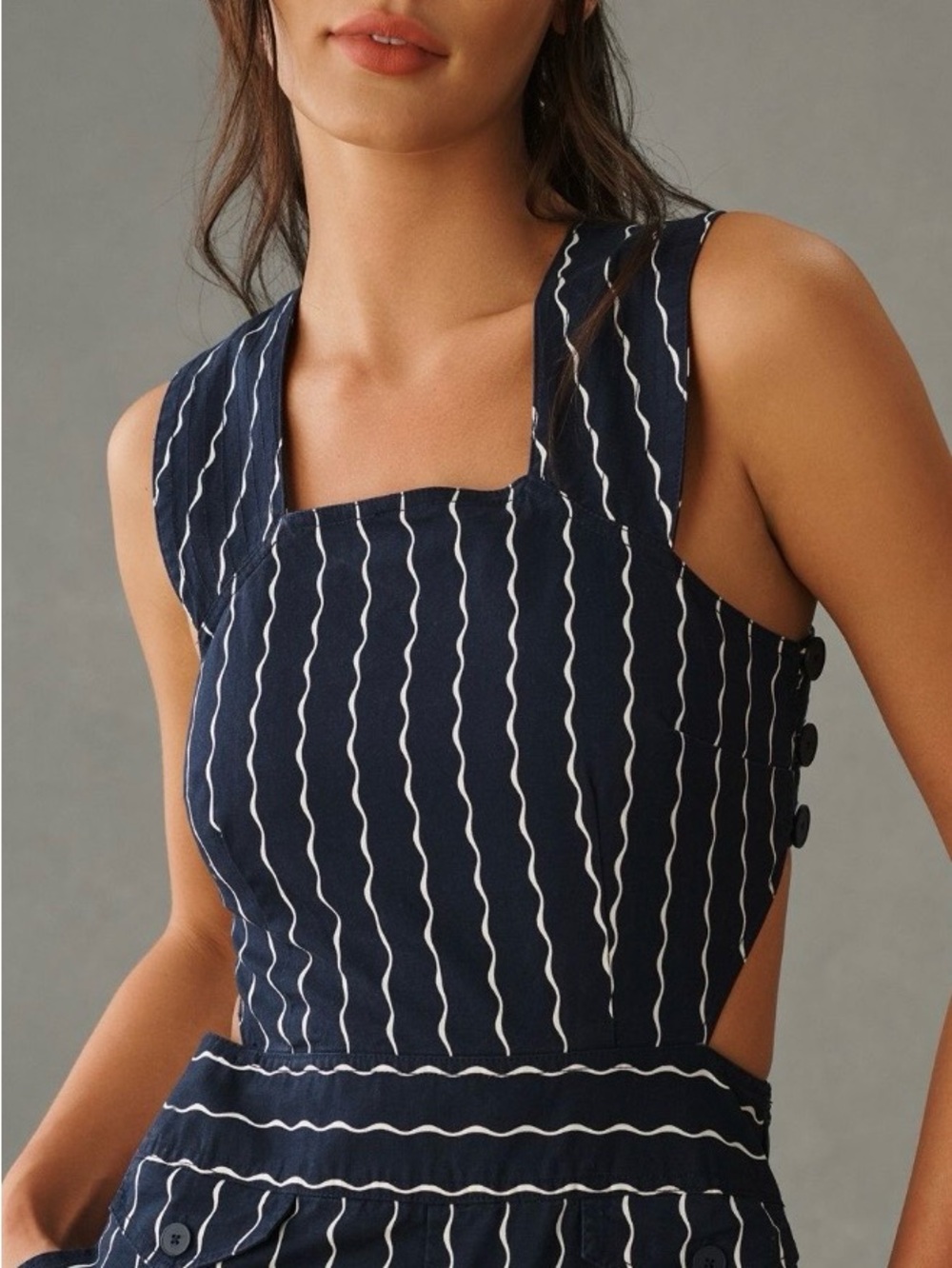 Maeve Navy and White Striped One-Piece Swim Dress